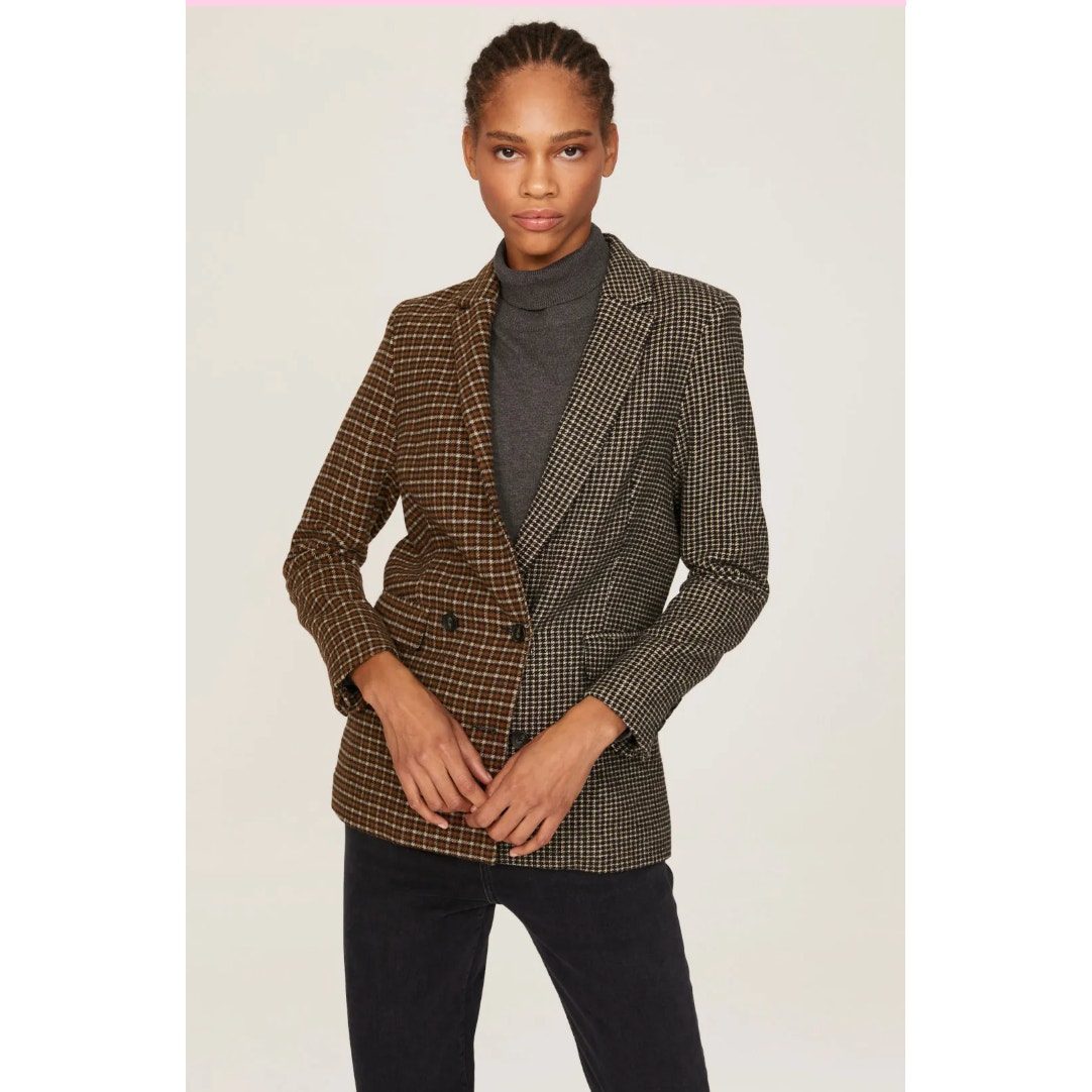 Rails Nwt Cody Wool Blend Notched Collar Brown Plaid Blazer // Xs
